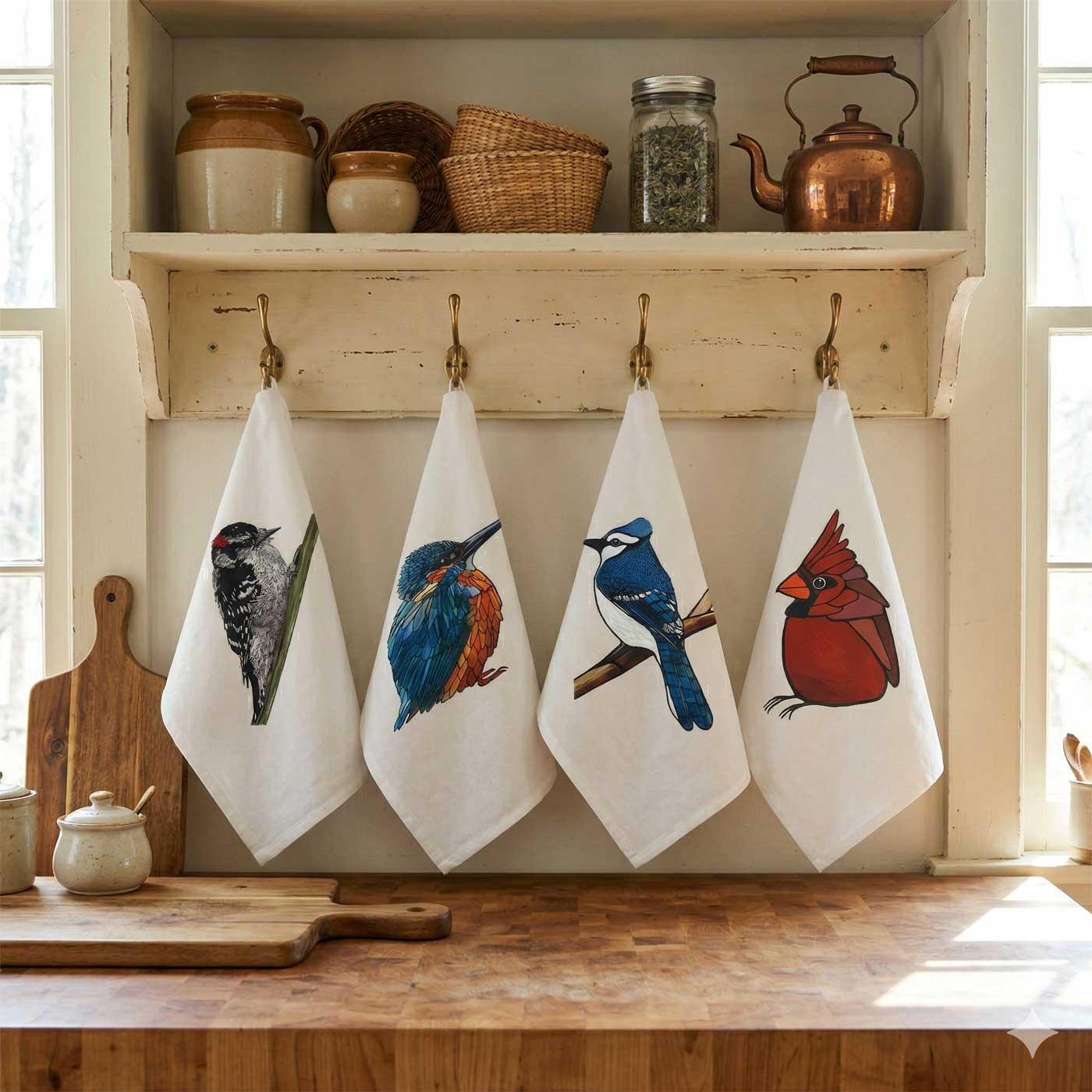 100% Organic Cotton Tea Towel - Blue Jay