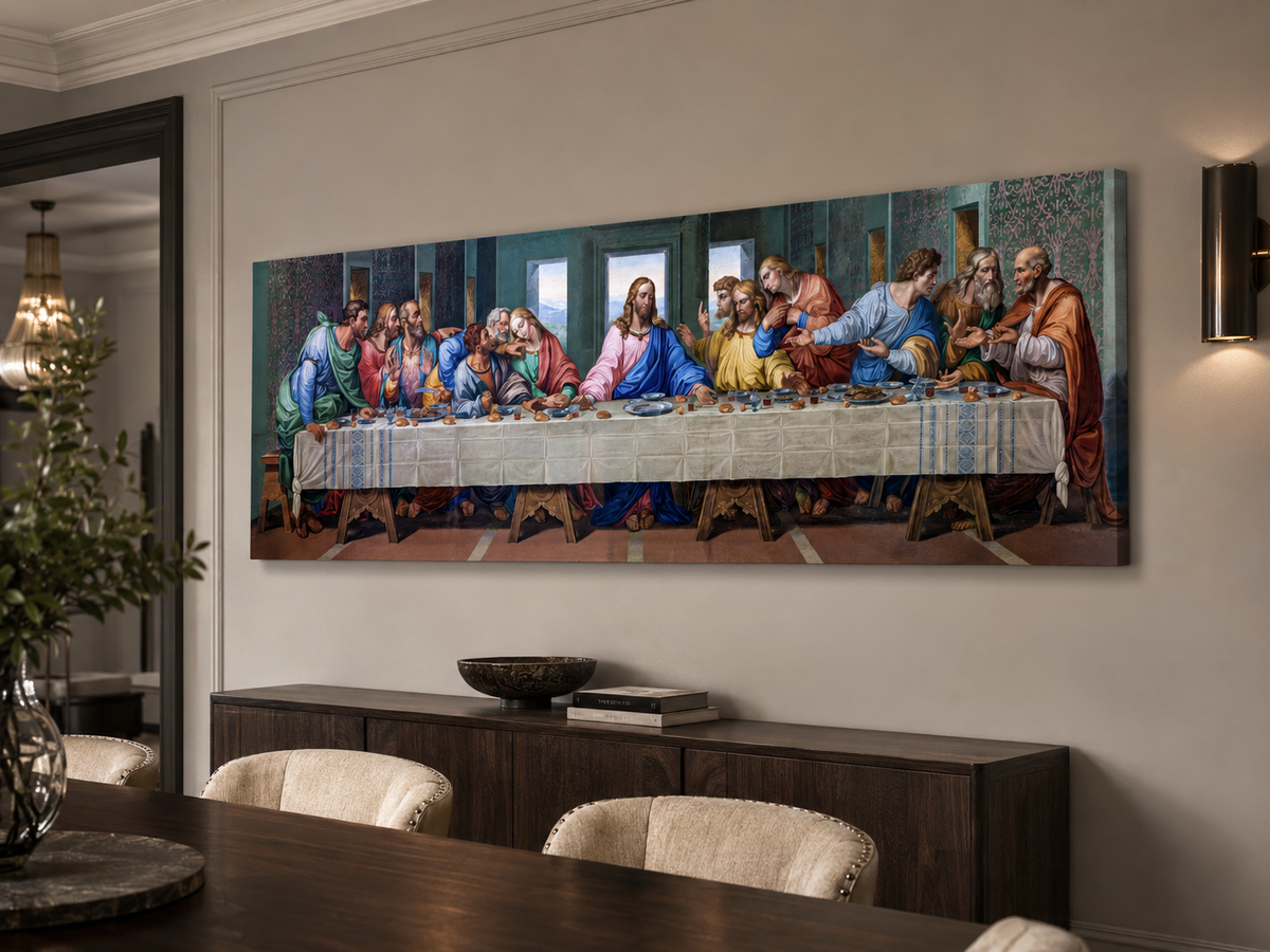 Last Supper Canvas Wall Art | Da Vinci Fine Art Print | RGB Varnish | Gallery Wrap & Gold Frame