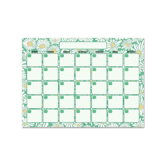 Green Daisy Monthly Planner - 15 Pages