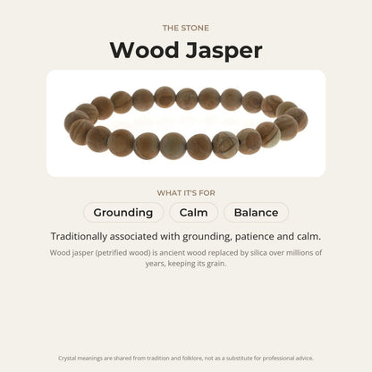 Wood Jasper Matte Round Bracelet - 8mm