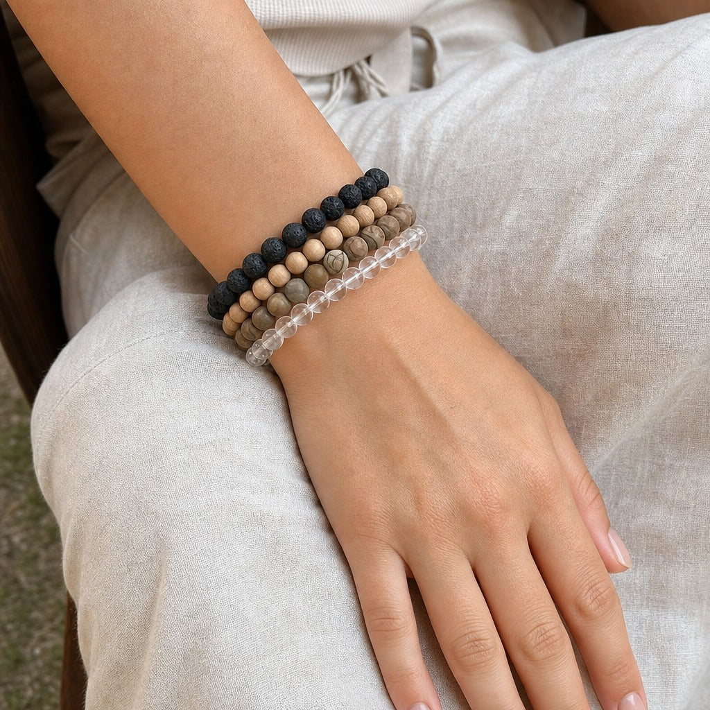 Wood Jasper Matte Round Bracelet - 8mm
